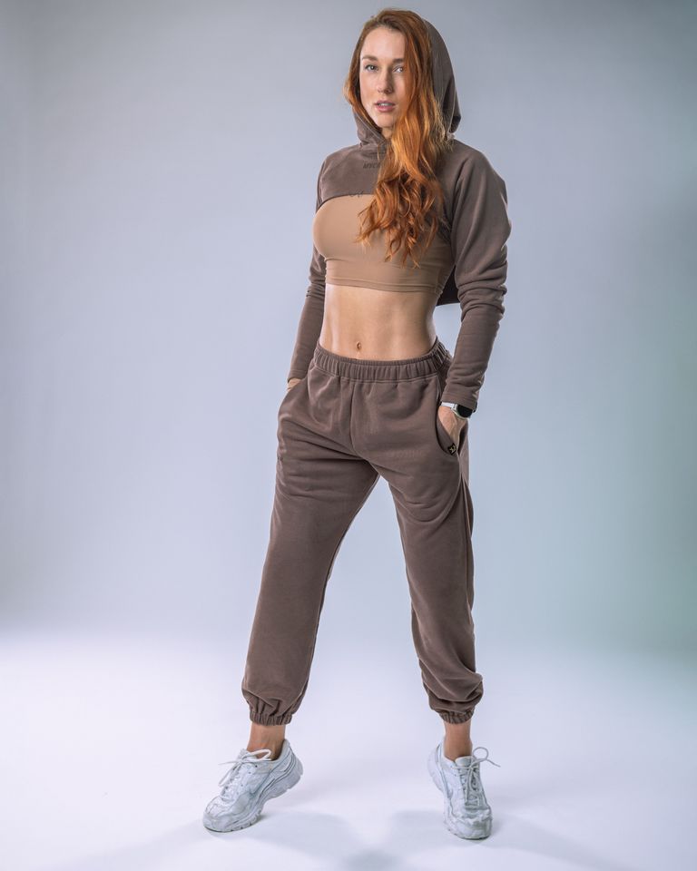 Women’s Ultra Crop Hoodie Brown M-5