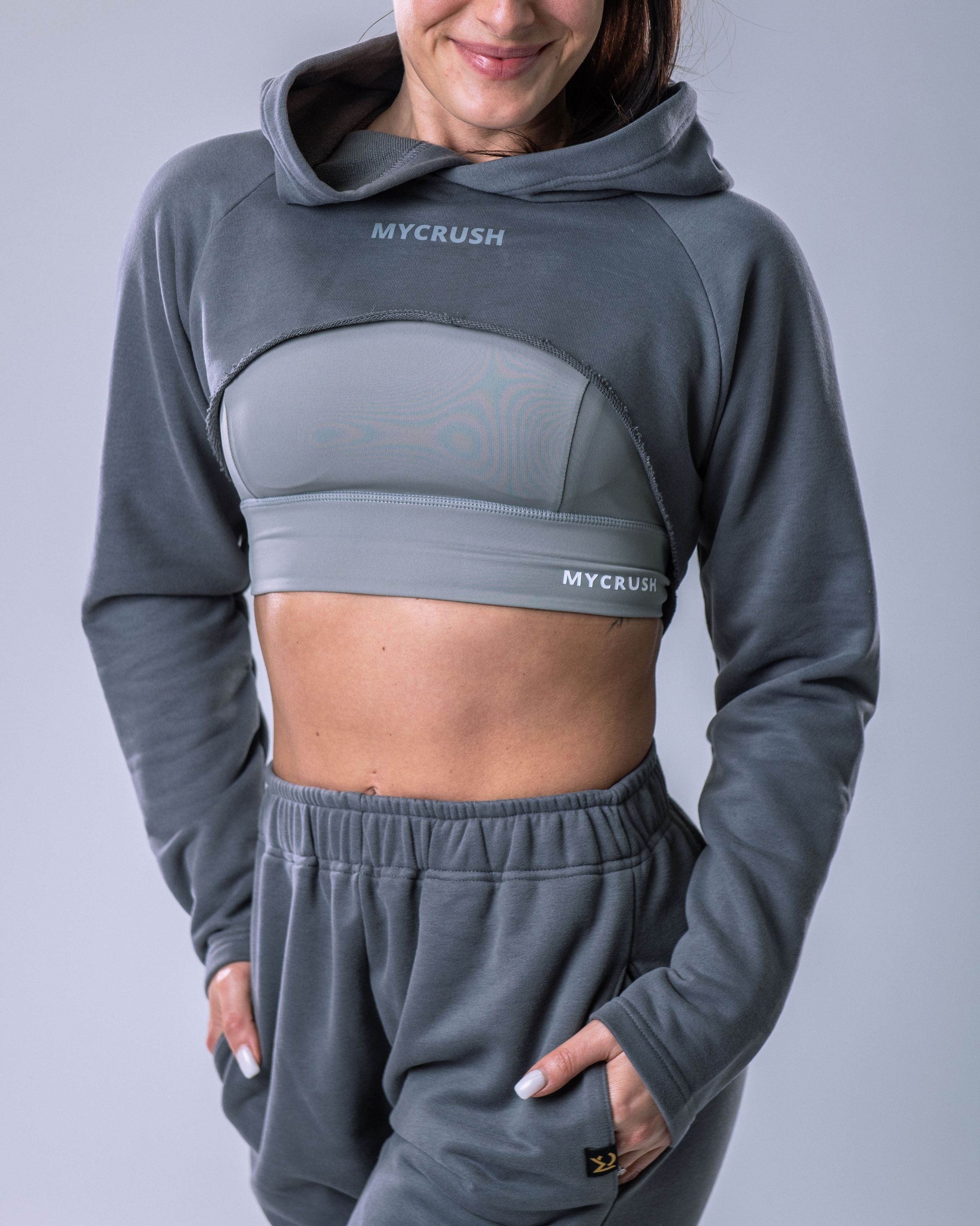 Women’s Ultra Crop Hoodie Grey M-2
