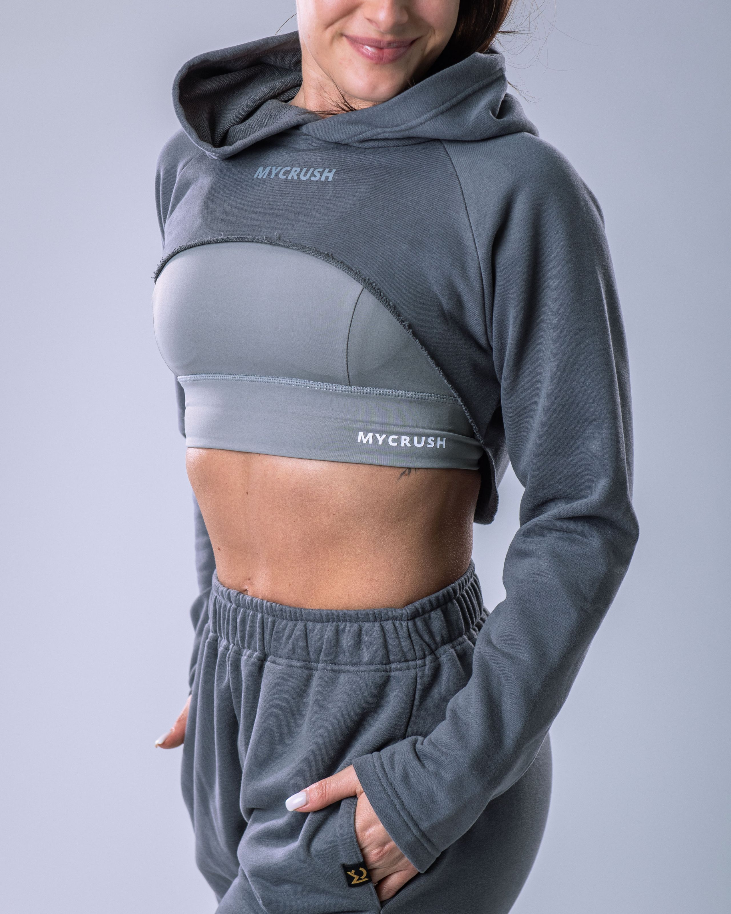 Women’s Ultra Crop Hoodie Grey S-5