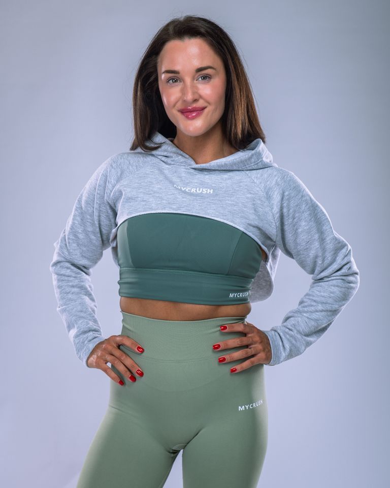 Women’s Ultra Crop Hoodie Heather Grey S-1