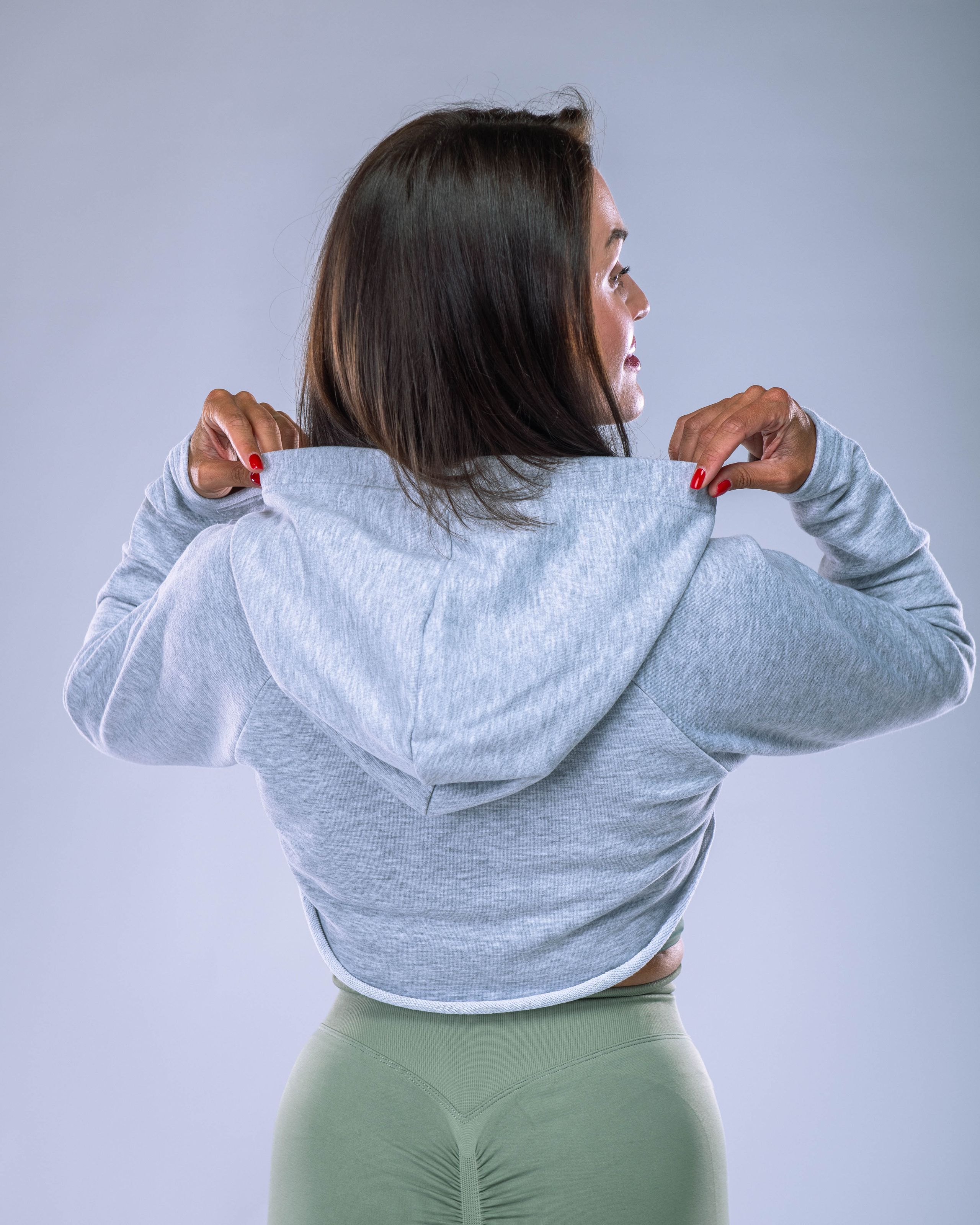 Women’s Ultra Crop Hoodie Heather Grey XS-1