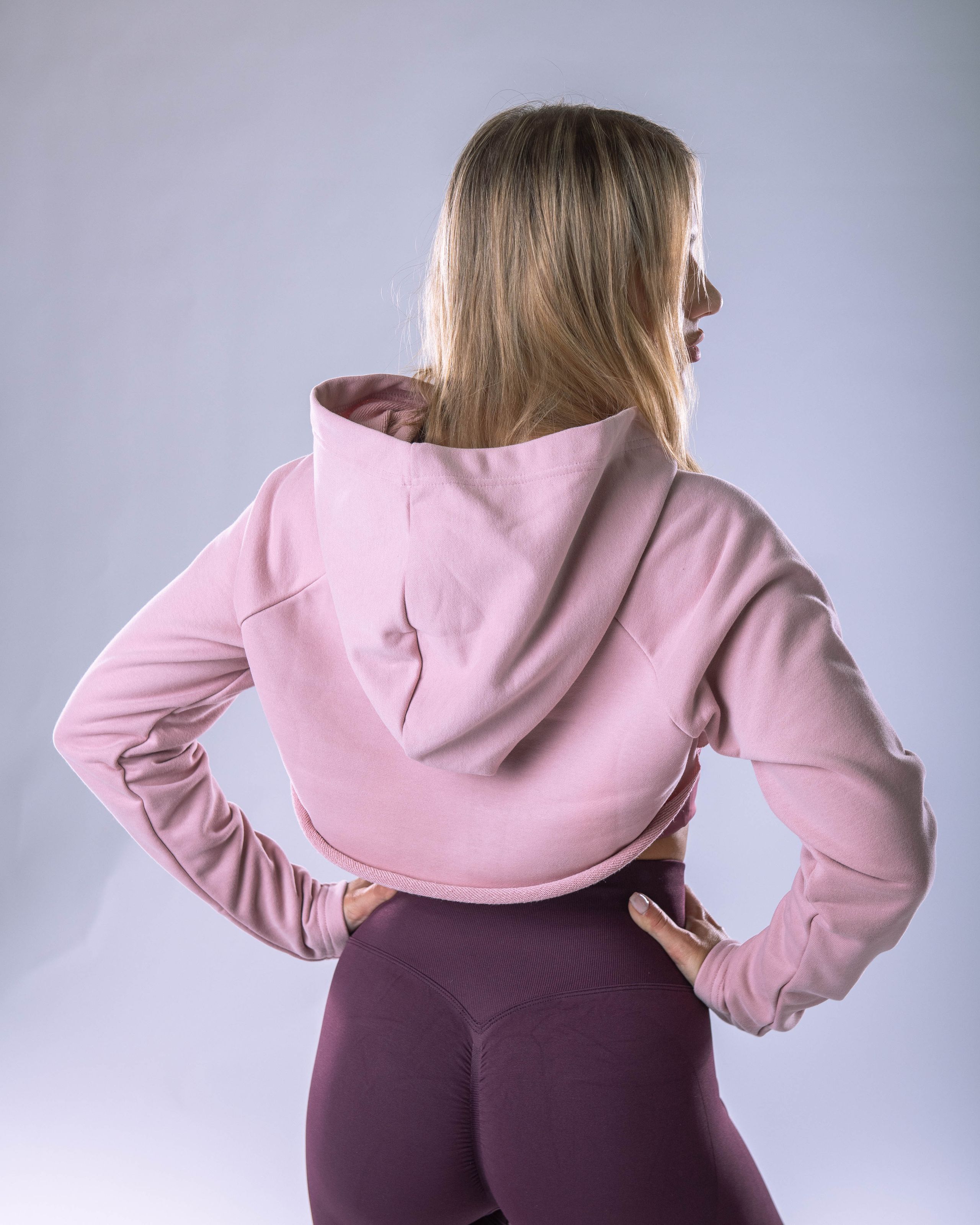 Women’s Ultra Crop Hoodie Pink XS-1