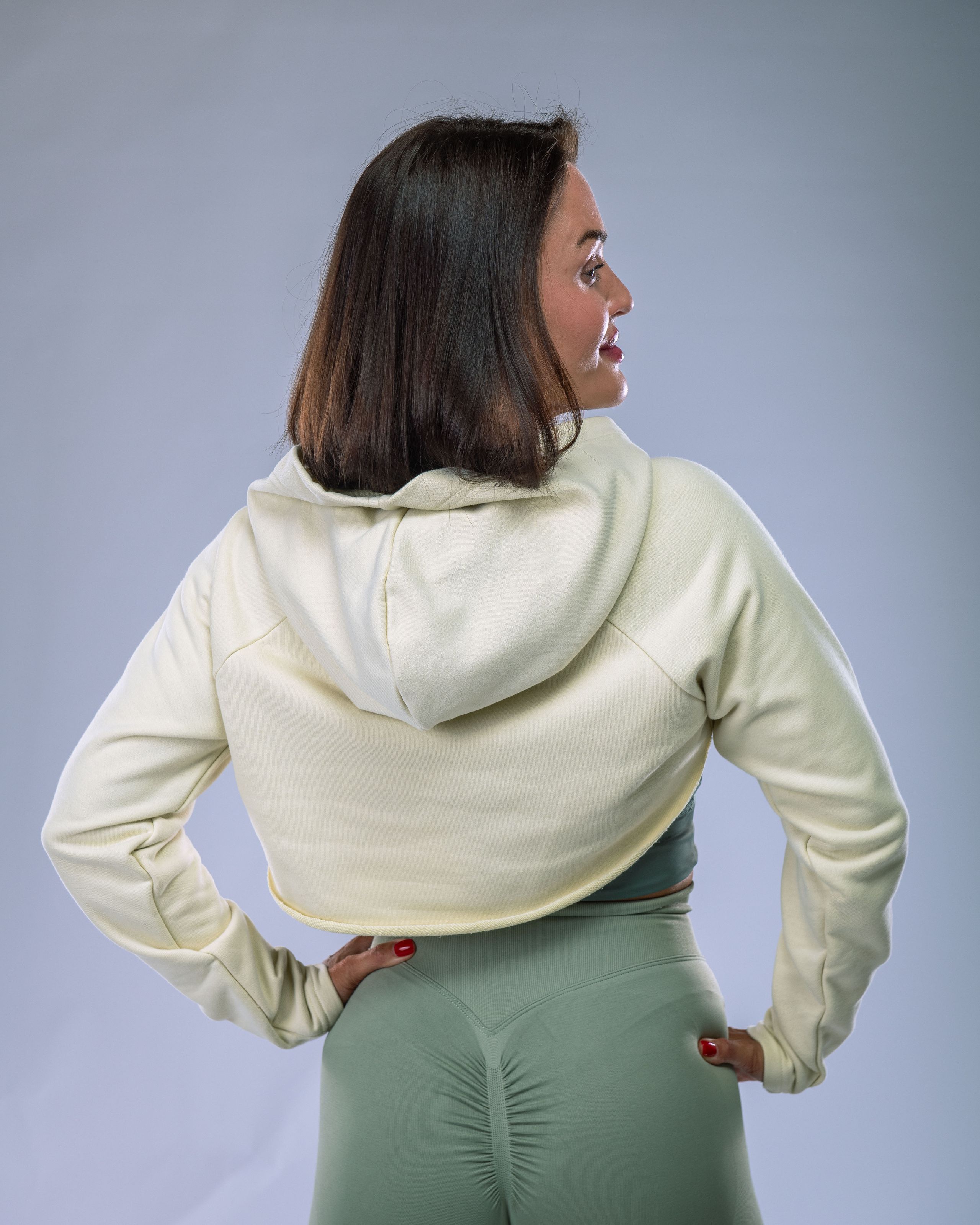Women’s Ultra Crop Hoodie Yellow XS-1